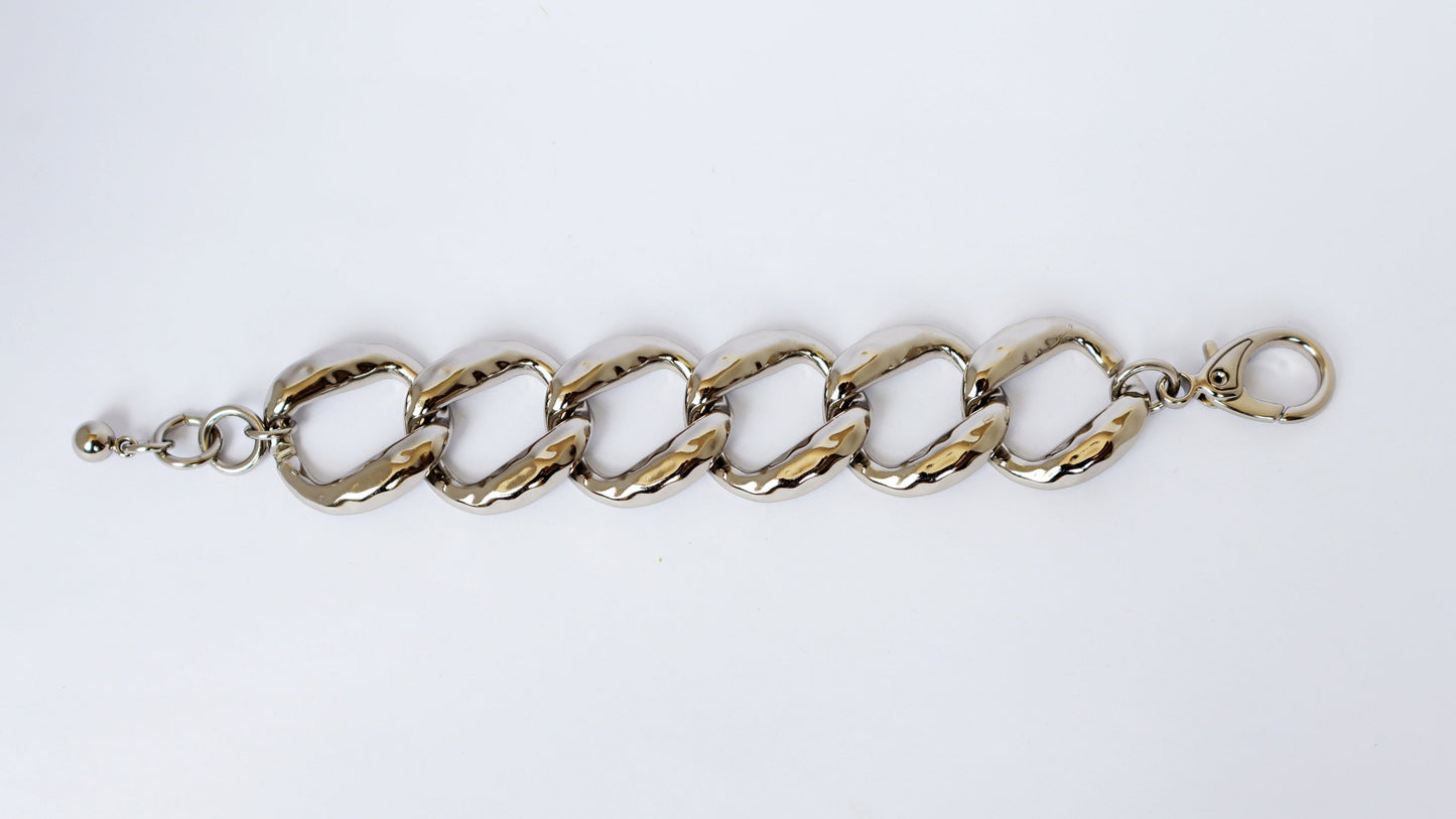Pulseira Elo Martelado Prateado