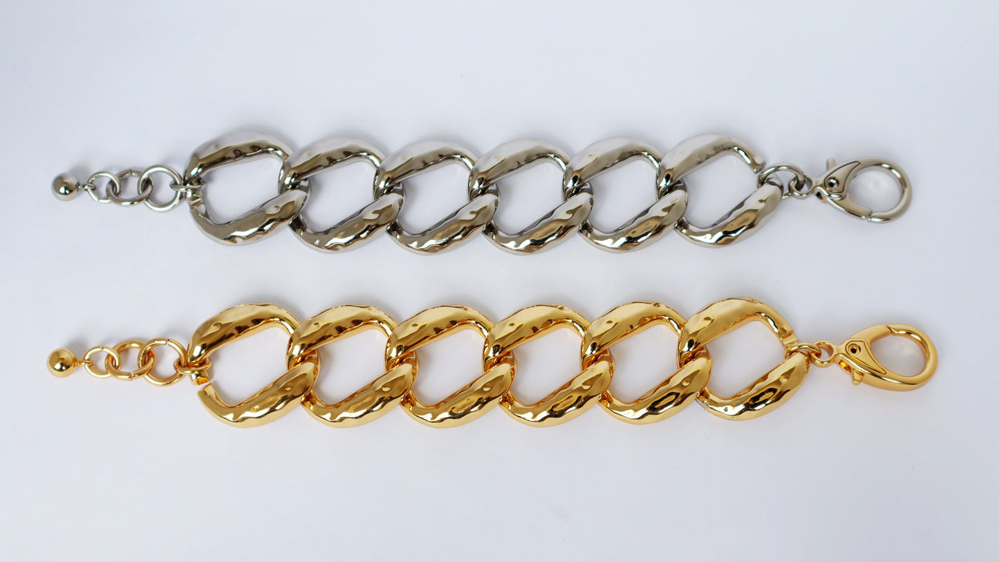 Pulseira Elo Martelado Dourada