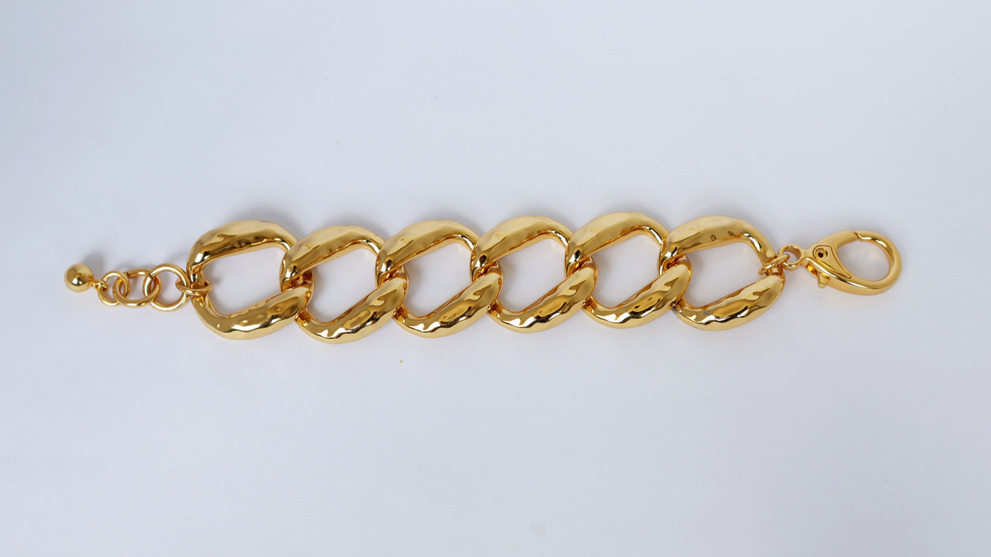 Pulseira Elo Martelado Dourada